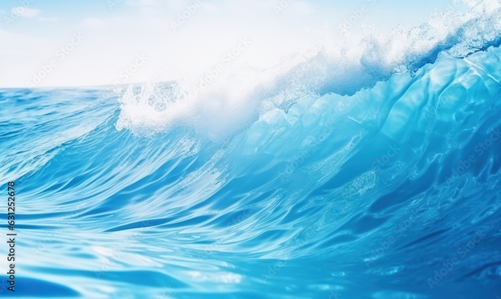 Ocean wave background. Blue wave. AI generative