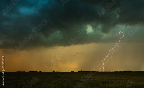 Lightning strike with a dramatic sky