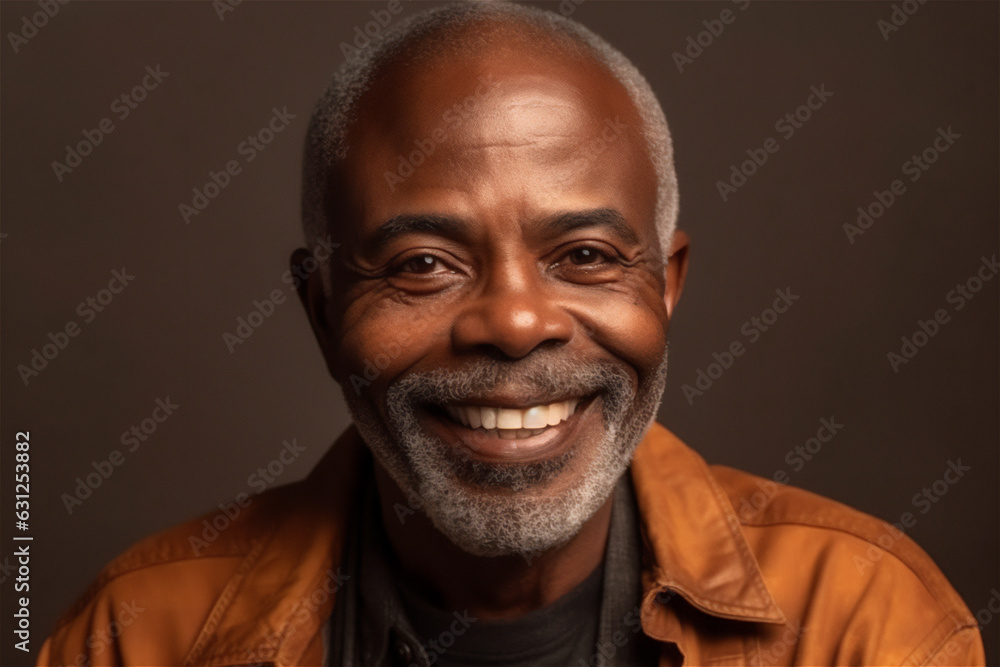black mature adult man smiling on a brown background black mature adult man smiling on a brown background