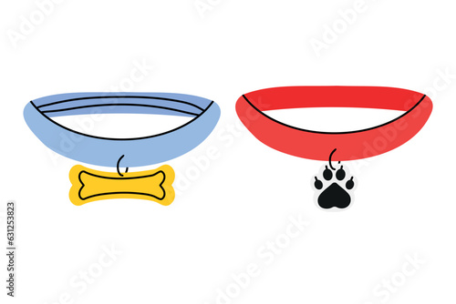 Collars with medal and gold tag for cats and dogs.