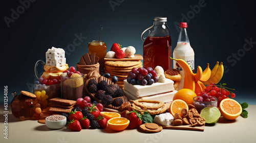 food mix with black background. ai generated