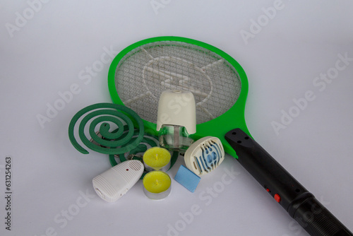 image of candles, mosquito repellers and insecticides. Protection from insects and mosquitoes in anticipation of summer. photo