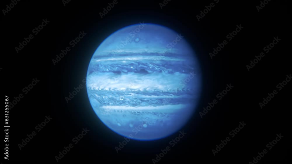 3d render of abstract ball gas giant planet Jupiter with blue clouds in outer space 3d render of abstract ball gas giant planet Jupiter with blue clouds in outer space