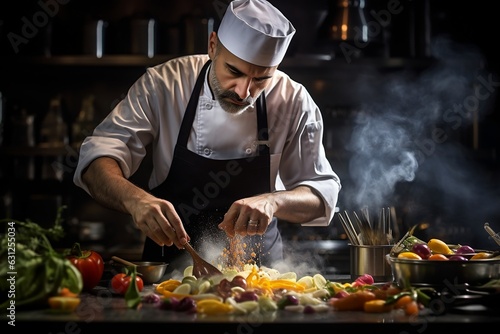 Chef Preparing a Culinary Delight. AI