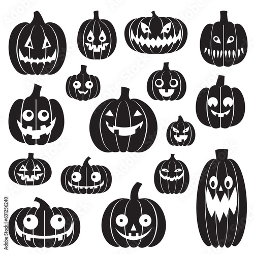 Halloween Carved Pumpkins Set