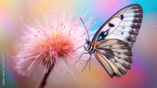 macro Photo of Dragontail Butterfly on single pastel flower
