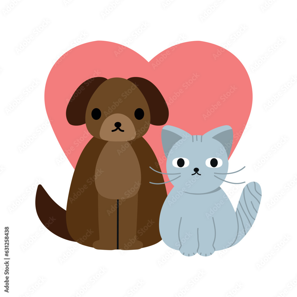 Cute Dog And Cat Cartoon Vector Icon Illustration. Cute Dog And Cat Cartoon Vector Icon Illustration.