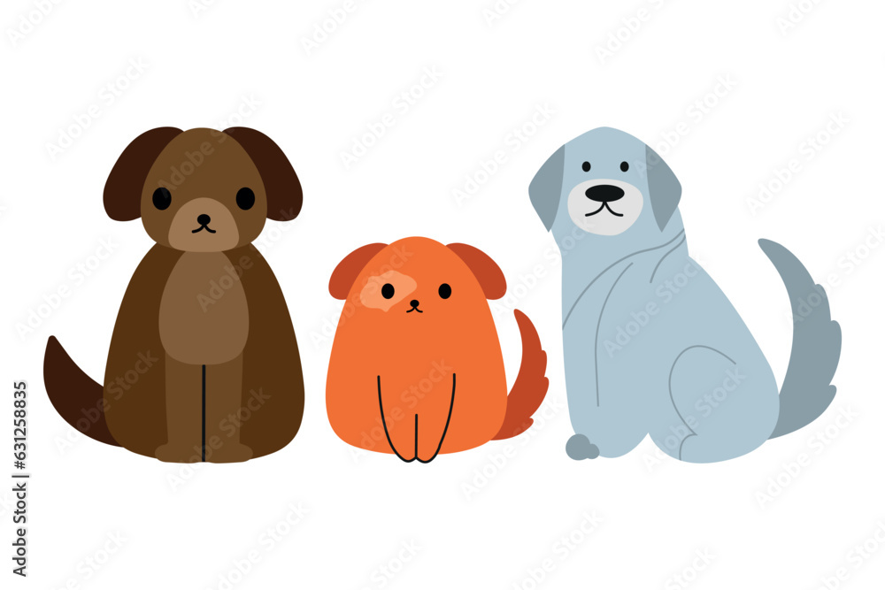 Graphic set of hand drawn illustration with cute dogs. Graphic set of hand drawn illustration with cute dogs.