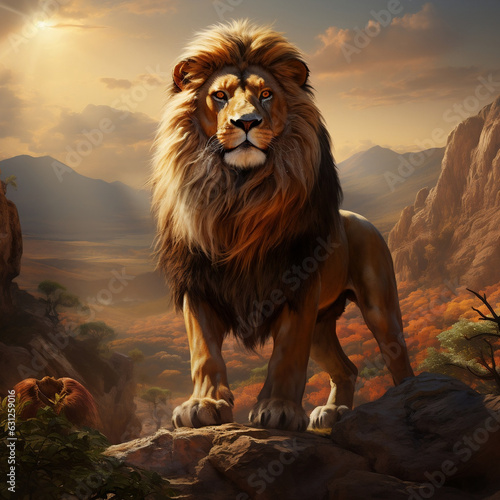 The Majestic King  The Lion of Judah Standing Strong on the Rock