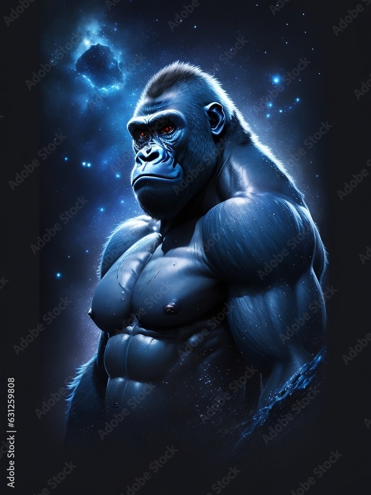 Starry Night Blue and White Gorillas