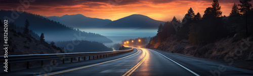 Long Exposure Ozarks Highway created with Generative AI Technology, ai, generative