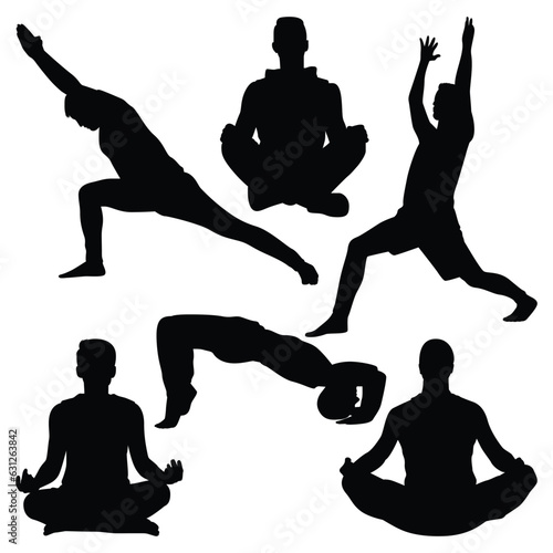 Male Yoga silhouettes vector;