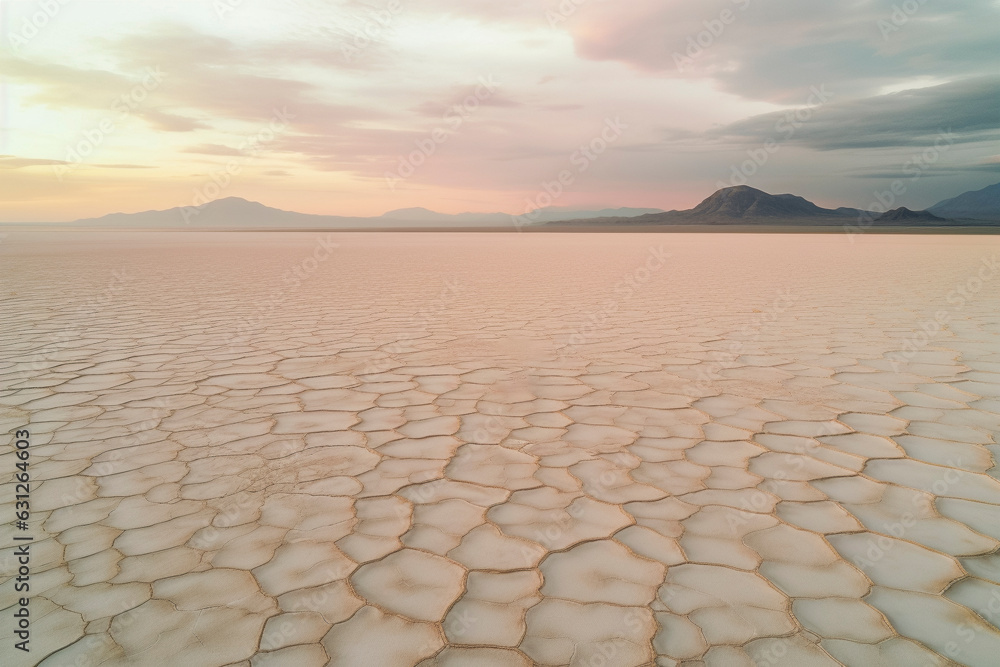 drone photo of  wide open desert salt flats in the American Southwest, similar to Arizona Utah and Nevada ranges. - obrazy, fototapety, plakaty 
