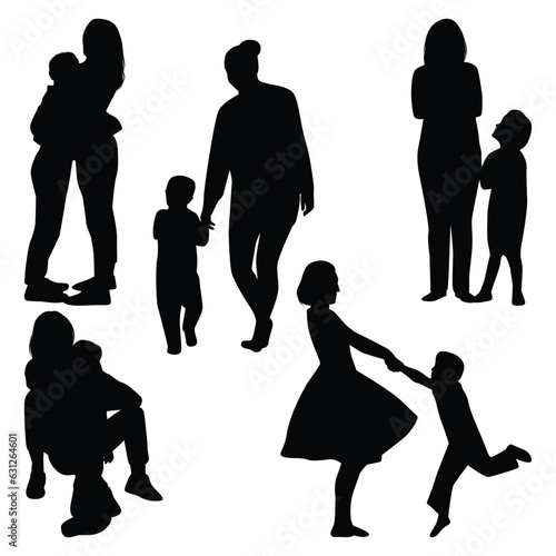 Mom And son or Son and mom silhouettes vector collection