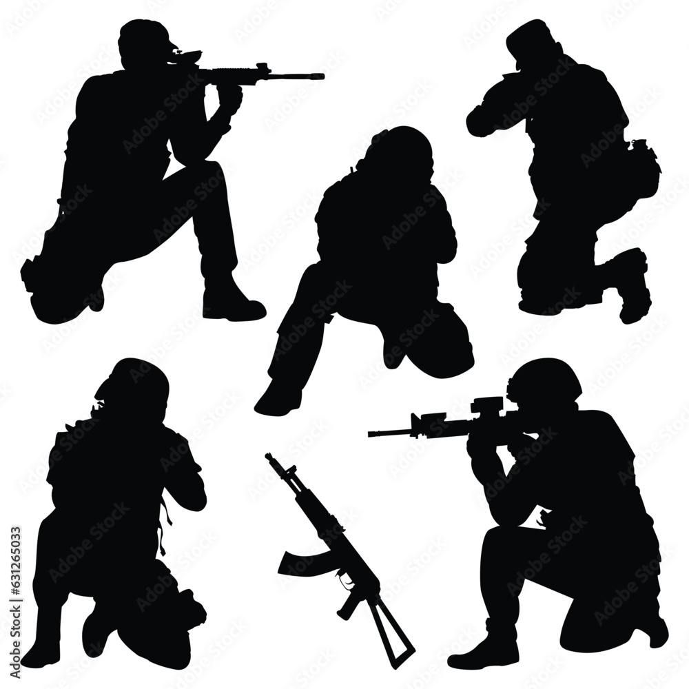 Soldier or Army Silhouettes Vector Illustration Soldier or Army Silhouettes Vector Illustration