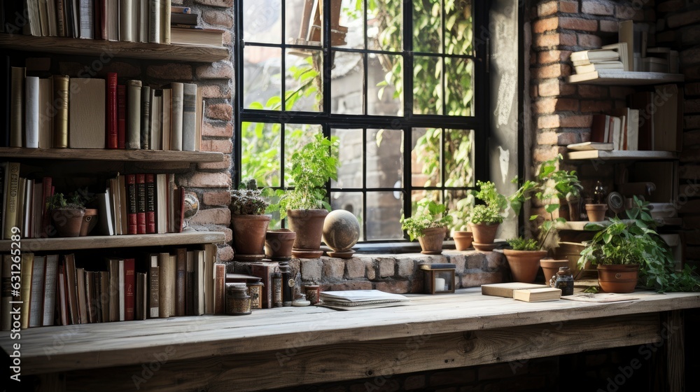 Fototapeta premium Home Office copy space, Generative AI
