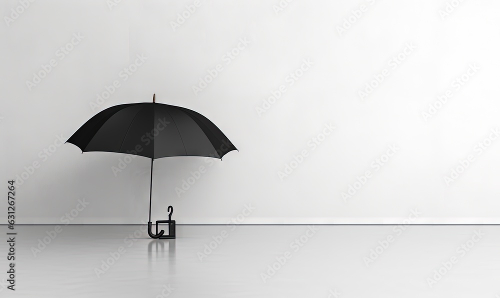 a black umbrella with a black handle and a black bag. generative ai a black umbrella with a black handle and a black bag. generative ai