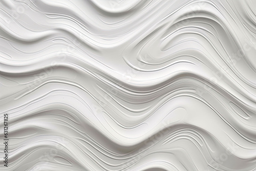 Liquid white wavy plastic texture. Wrinkle silicone sheet. Generative AI