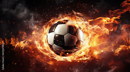 Soccer ball in fire. Burning fireball. Goal in sport game © Lazy_Bear