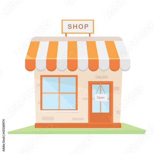 Store building icon in vector outline style. Grocery store. Grocery store illustration isolated on white background