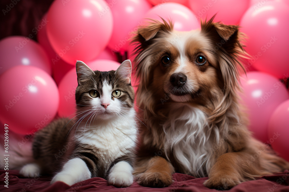 portrait of dog and cat