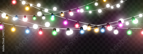 Vector illustration of a light garland on a transparent background.	
