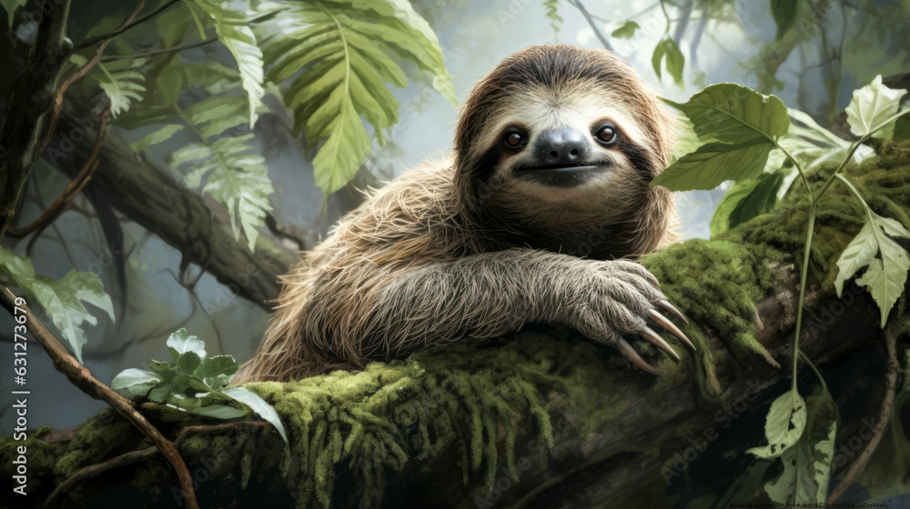 He created a photorealistic image of a sloth using AI technology. He created a photorealistic image of a sloth using AI technology.