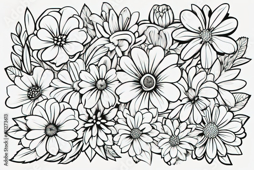 vector floral illustration for coloring book