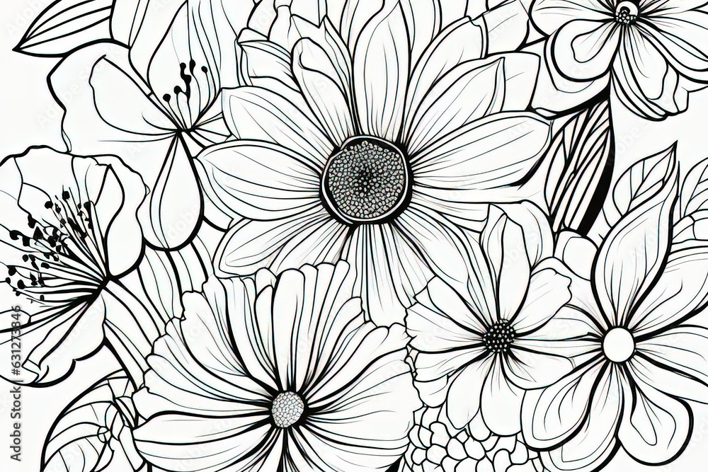 vector hand drawn flowers. floral pattern with flowers.