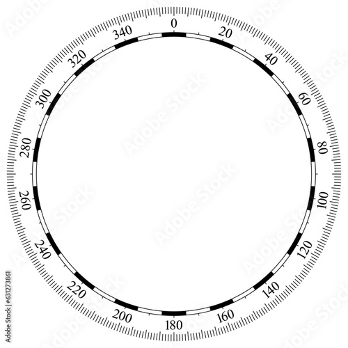 Kompass Skala Vektor. Isolierter Hintergrund.
Symbol f√ºr Marine-, Seefahrt - oder Trekking-Navigation oder zur Verwendung in einer Landkarte.