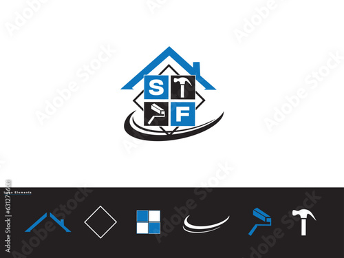 Unique Real Estate SF Logo Vector, Creative Sf Construction Logo
