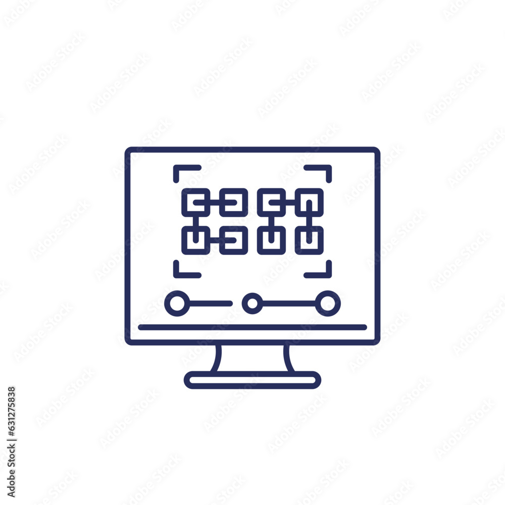 pattern recognition line icon with a computer pattern recognition line icon with a computer