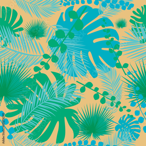 seamless pattern of tropical leaves. vector graphics. for backgrounds or prints.