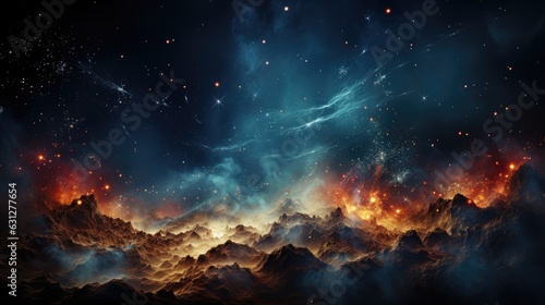 landscape space photo fire in the night