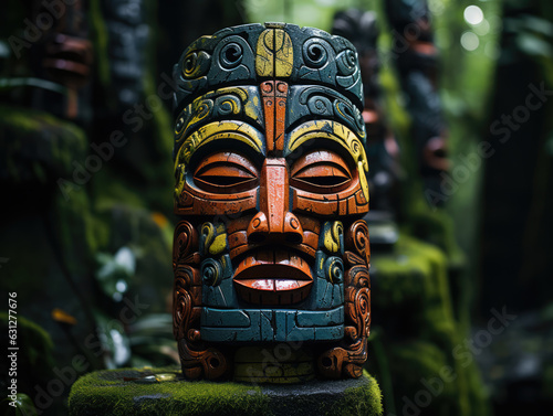 Tribal totem pole created with Generative AI Technology, ai, generative