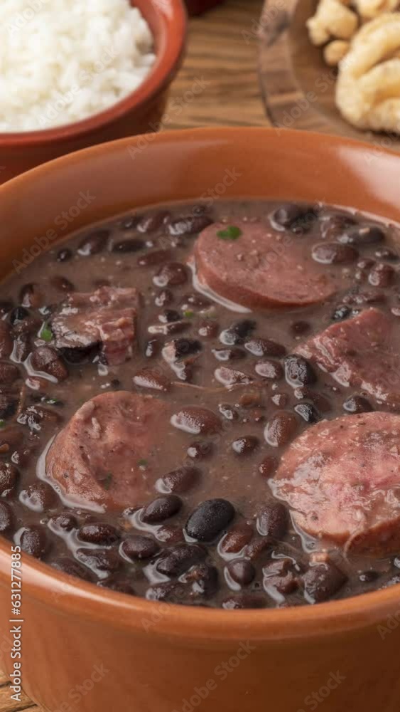 Paz Rice Typical brazilian feijoada with kale, rice and cracklings Stock Video ...