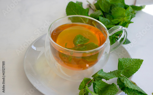 Cup of tea with fresh mint