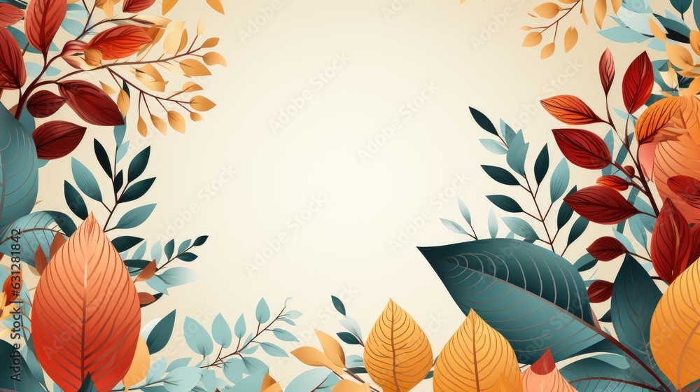Vector illustration in simple flat style with copy spacec background with flowers text space