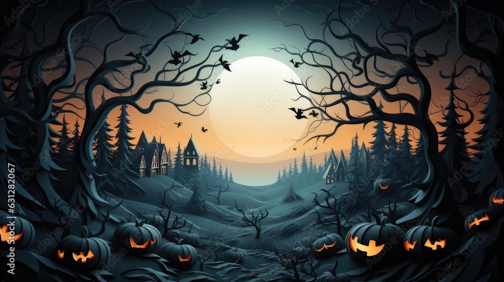 spooky halloween background with moon with copy text space halloween background with pumpkin