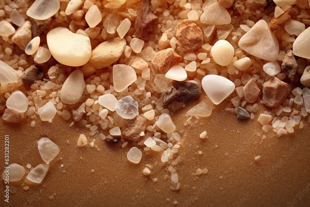 Detailed macro shot of fine sand grains, highlighting textures and patterns created by natural elements Detailed macro shot of fine sand grains, highlighting textures and patterns created by natural elements