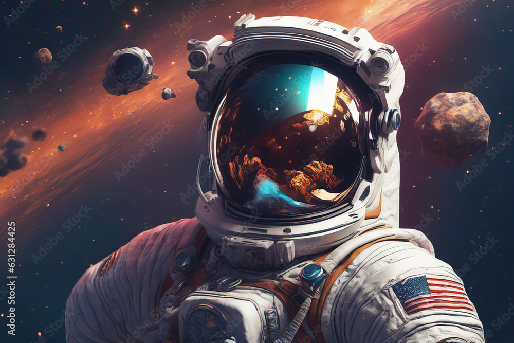 astronaut on a background of the planet. elements of this image furnished by nasa