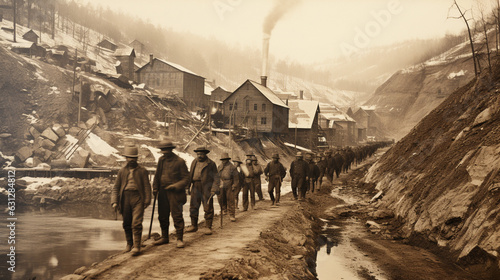 Historic Black and White Photos of Early Mining Operations  photo