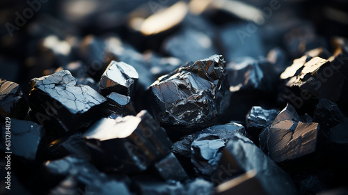 Close-up of Shiny Black Coal Samples  photo