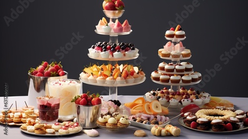  a table topped with lots of different types of desserts. generative ai