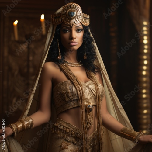 Queen Cleopatra Of Egypt In Her Elegant Regal Attire, Exuding Beauty And Grac...