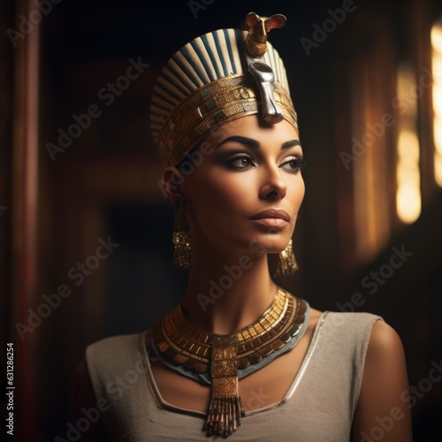 Queen Nefertiti Of Egypt In Her Elegant Regal Attire, Exuding Beauty And Grace. Generative AI