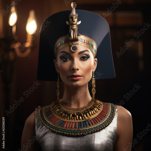 Queen Nefertiti Of Egypt In Her Elegant Regal Attire, Exuding Beauty And Grace. Generative AI