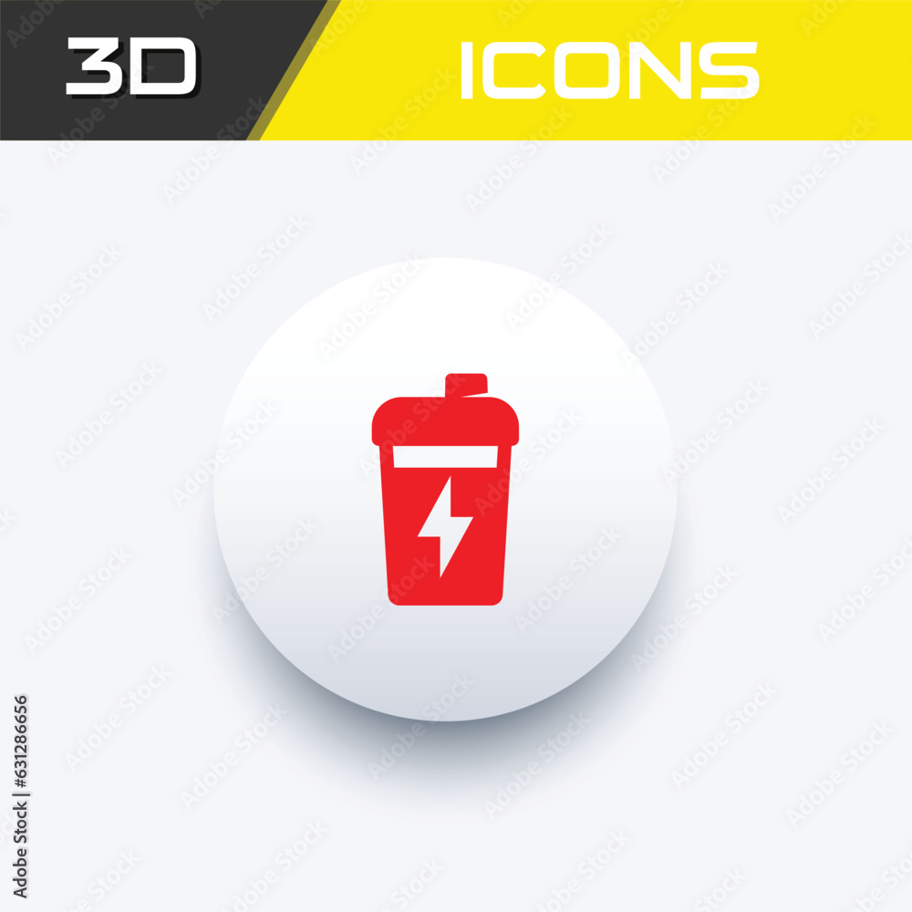 Energy drink icon, supplements and vitamins, energetic with caffeine fitness body building 3D icon Energy drink icon, supplements and vitamins, energetic with caffeine fitness body building 3D icon