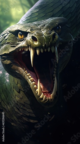 Wrath of the Anaconda  Giant Snake Unleashed  Angry and Scary  Generative AI