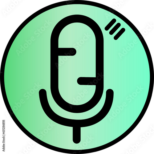 Icon. Logo of a pearly green and black microphone